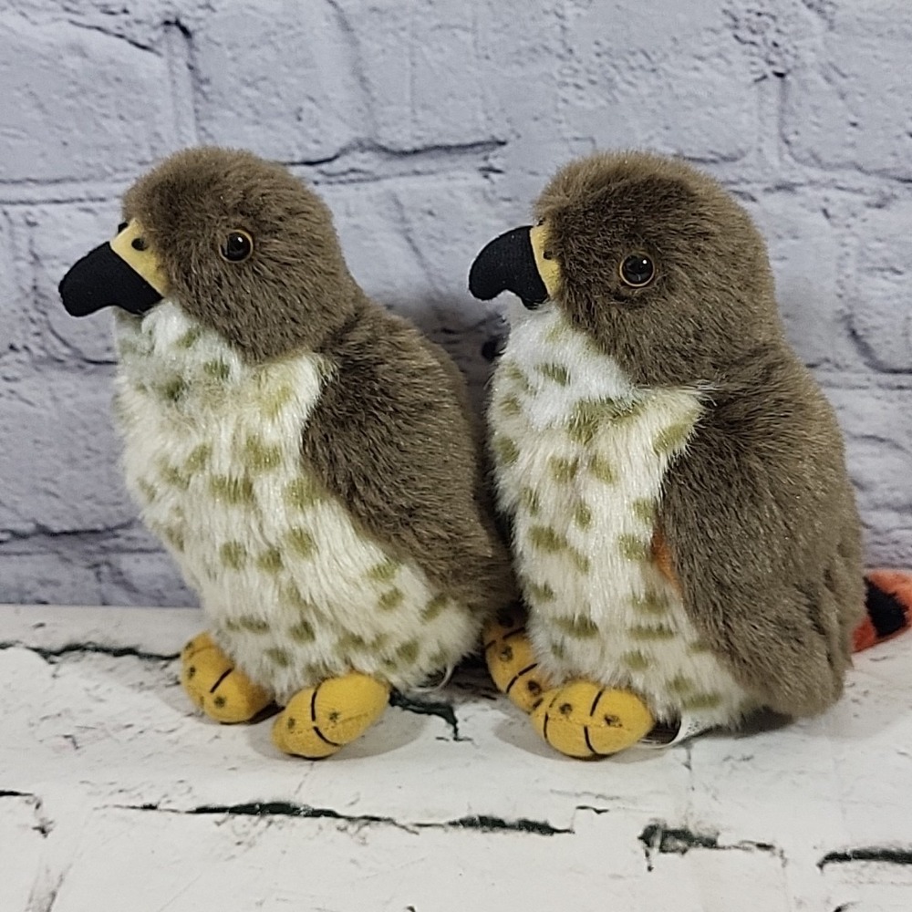 Wild Republic Audubon Birds Of Prey Plush Red-tailed Hawk Lot Of 2 Tested Works